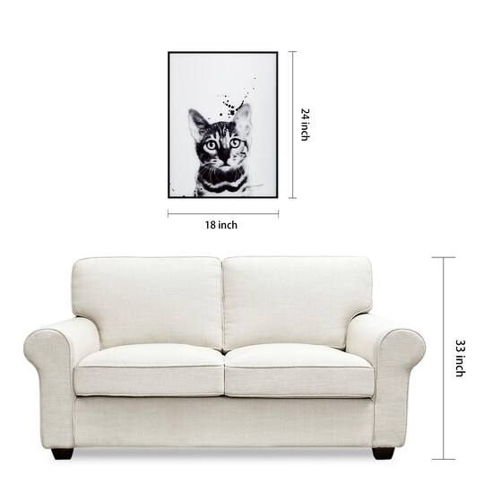 Empire Art Direct 24" x 18" Black & White Bengal Cat Pet Reverse Printed Wall Art with Black Frame